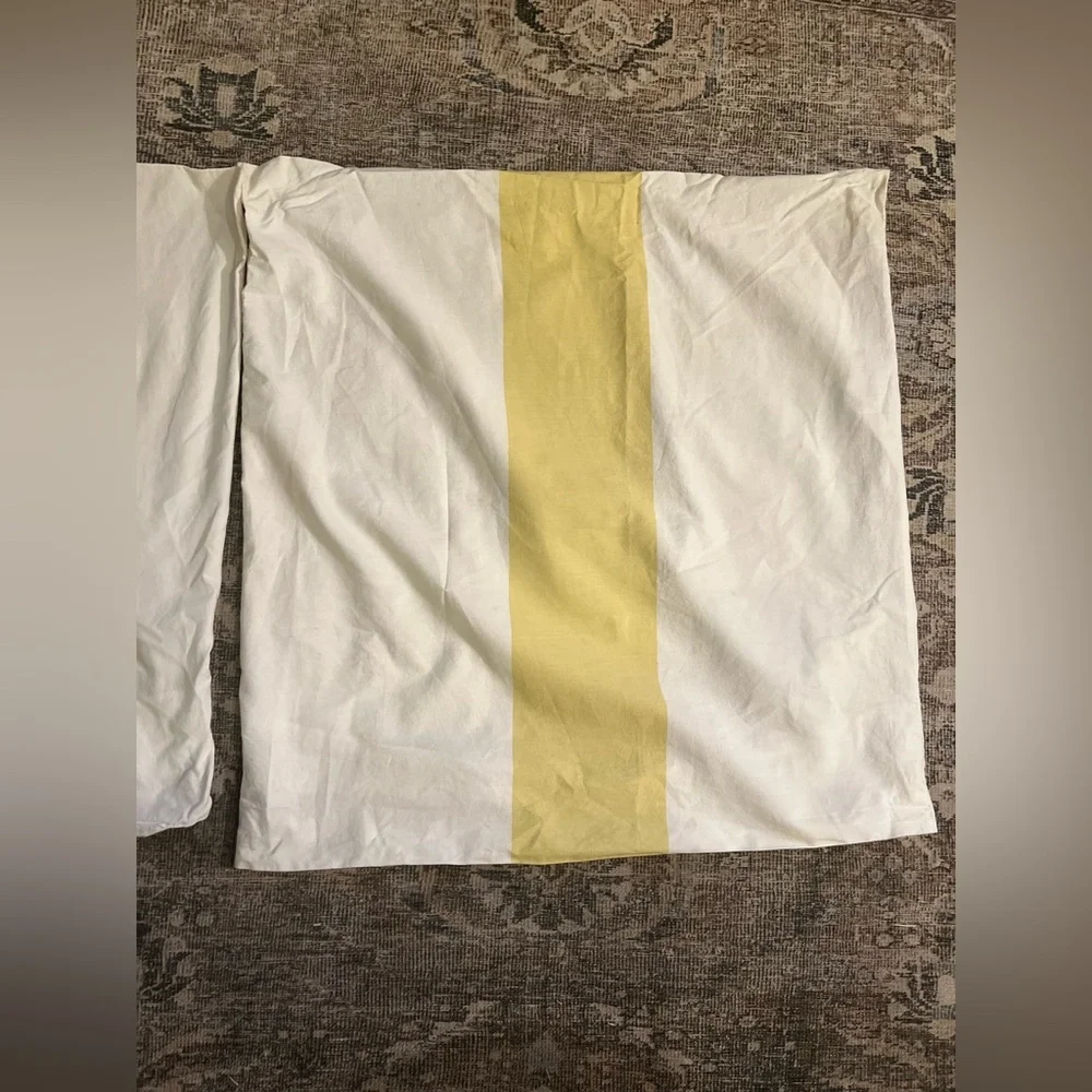 West Elm Yellow White Stripe 100% Cotton Euro Shams